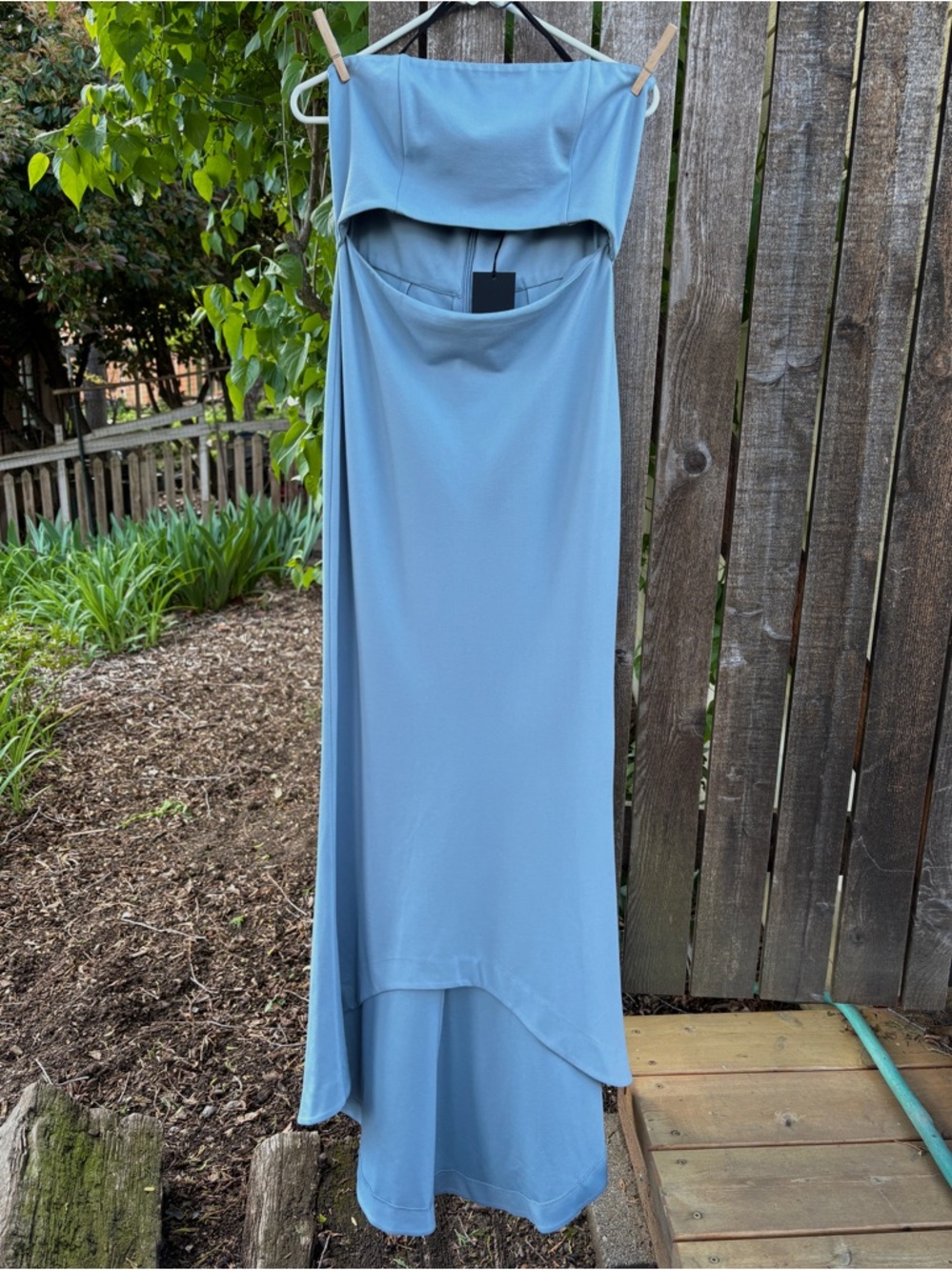 NBD June Strapless Cut Out Gown Dress NWT In Pastel Blue Sz L